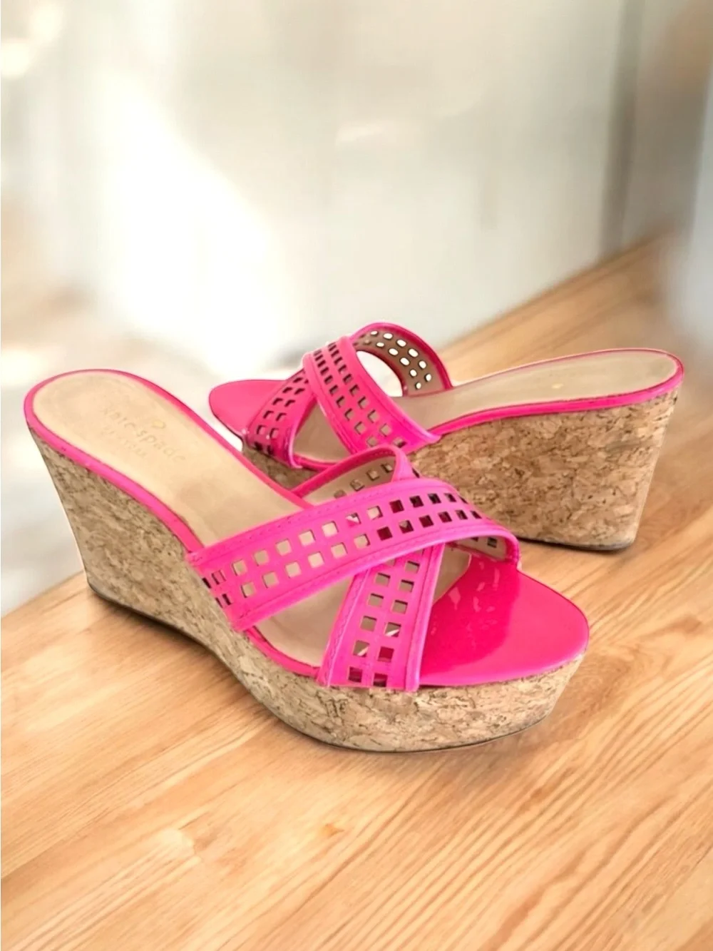 Kate Spade Patent Sandals Pink Wedges